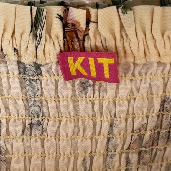 NWOT Jolene Joshua Tree Butter Yellow Print Shirred Western Print Dress - Picture 9 of 12